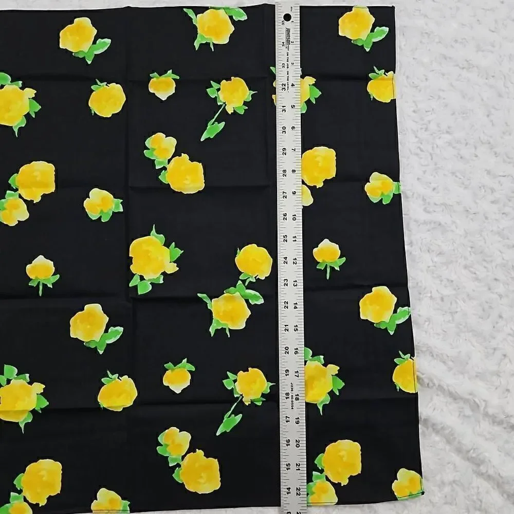 Lemlem Black and Yellow Floral Bandana Purse Scarf 22.5